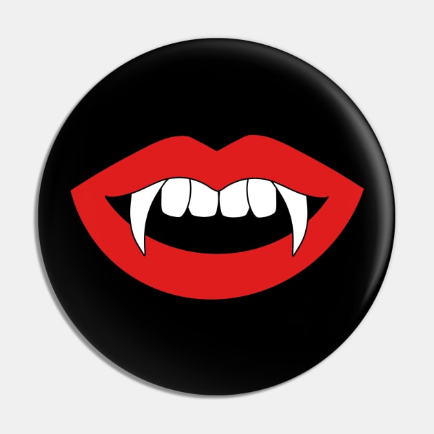 Cartoon Monster Vampire red lips with sharp teeth Pin by galaxieartshop