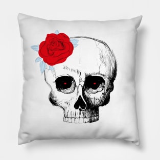 skull and rose Pillow