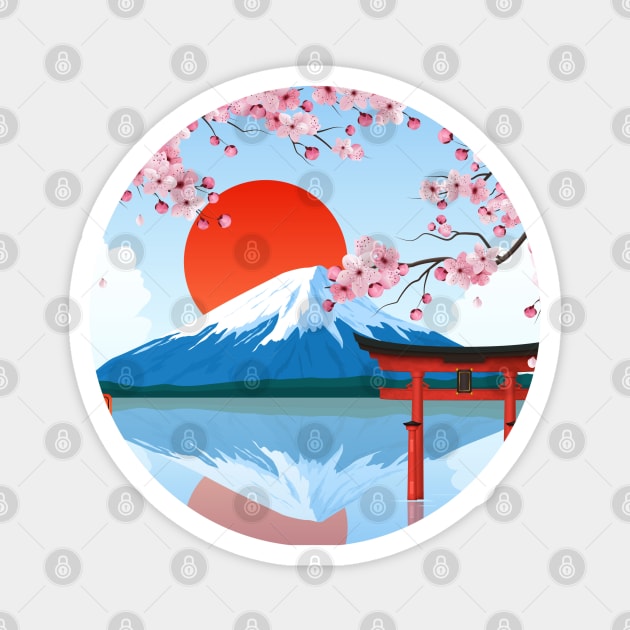 Sakura sunrise Magnet by Rakos_merch