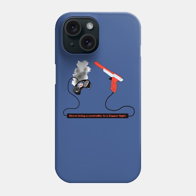 Never Bring A Controller To A Zapper Fight Phone Case by TechnoRetroDads