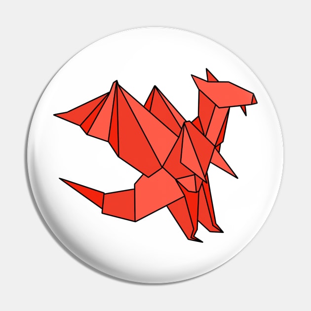 Red origami dragon Pin by CalliesArt