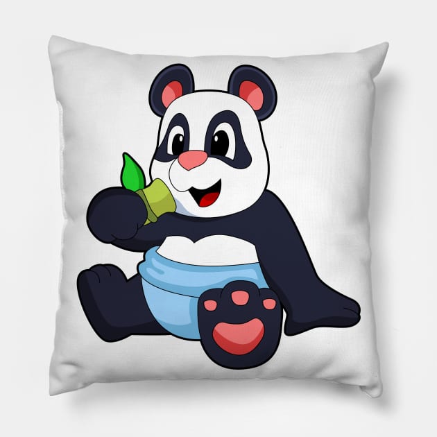 Panda as Baby with Bambus Pillow by Markus Schnabel