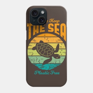 Please Keep the Sea Plastic Free - Retro Turtle Phone Case