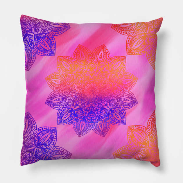 Boho Style Abstract Festive Mandala Pattern Pillow by TheseTeesPlease