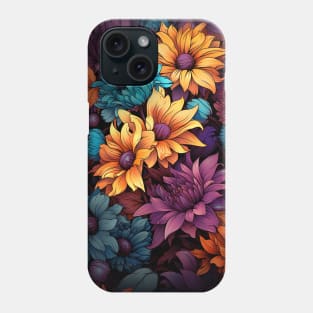 Teal Purple Sunflower Pastel Floral Phone Case