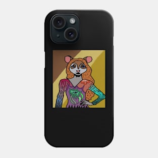 drawing beautiful hamster lady with dress Phone Case