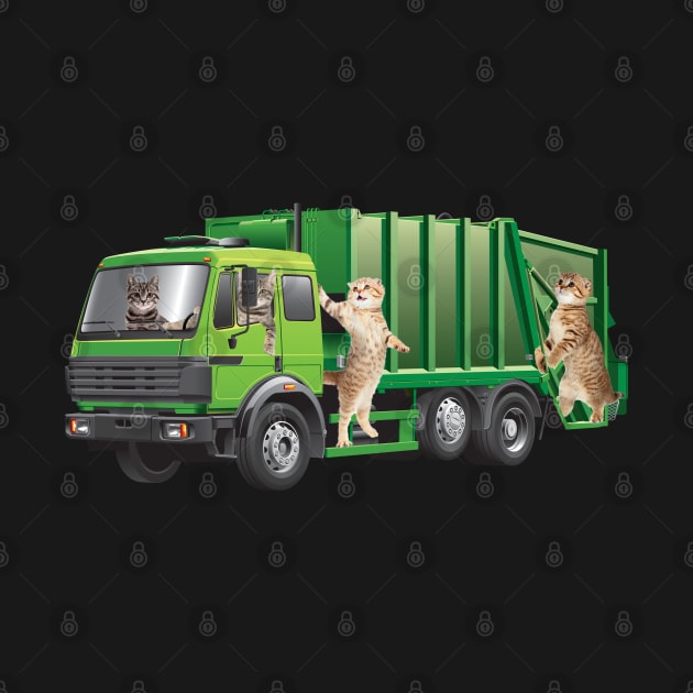 Funny Cat Garbage truck Kitten Dustmen Recycling Trash Pet by Msafi