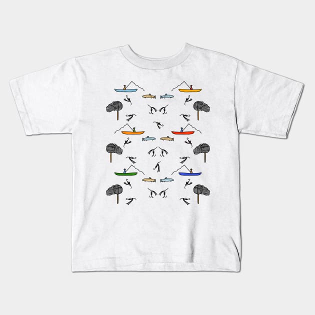 Fly Fishing Lover Pattern Kids T-Shirt