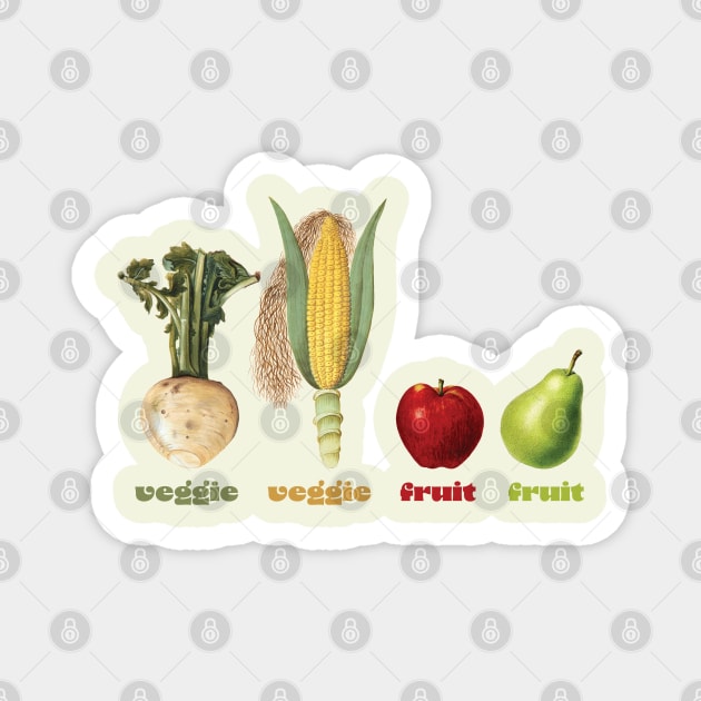 Veggie Veggie Fruit Fruit Food Rocks Magnet by FrogAndToadsWorkshop