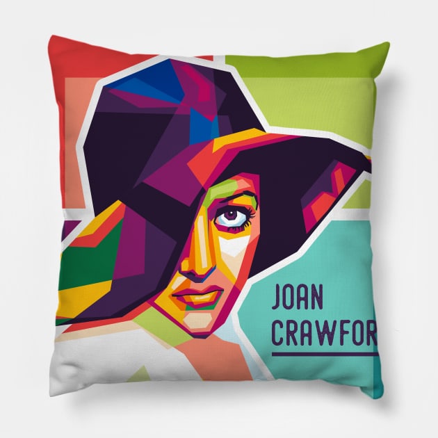 joan crawford Pillow by cool pop art house