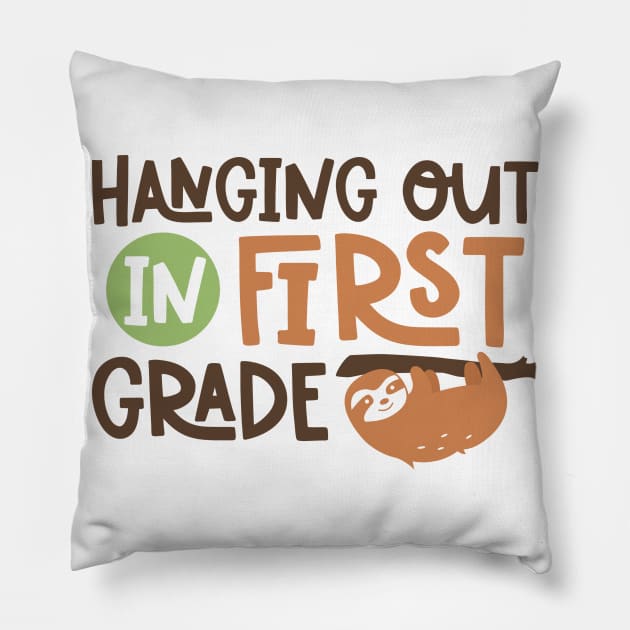 Hanging Out in First Grade Kids School Back to School Funny Pillow by ThreadSupreme