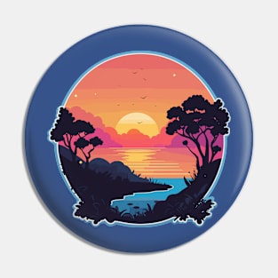 sunset heart Pin