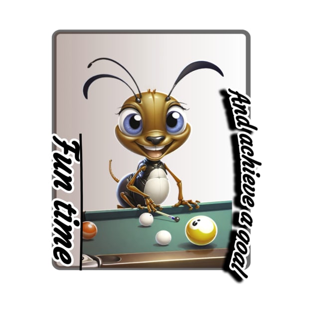 Cute smiley ant playing billiards by Human light 