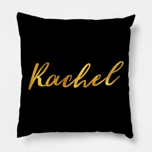 Rachel Name Hand Lettering in Faux Gold Letters Pillow