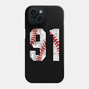 Vintage #91 Baseball Laces Baseball Mom Jersey Love Baseball Phone Case