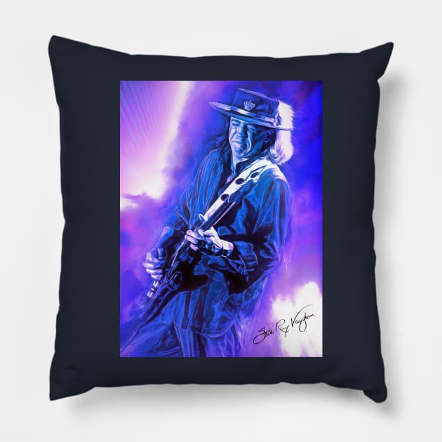 Stevie Ray Vaughan Pillow by IconsPopArt