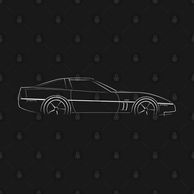 front/profile Chevy Corvette C4 ZR-1 - stencil, white by mal_photography