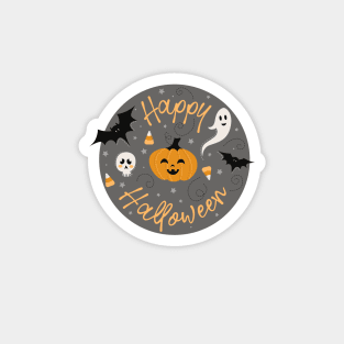 Pumpkin Party on Gray Magnet