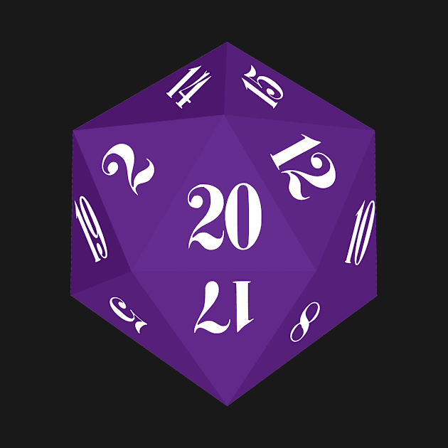 Purple 20-Sided Dice Design by GorsskyVlogs