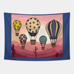 Retro Hot Air Balloons Balloon Ride Tapestry