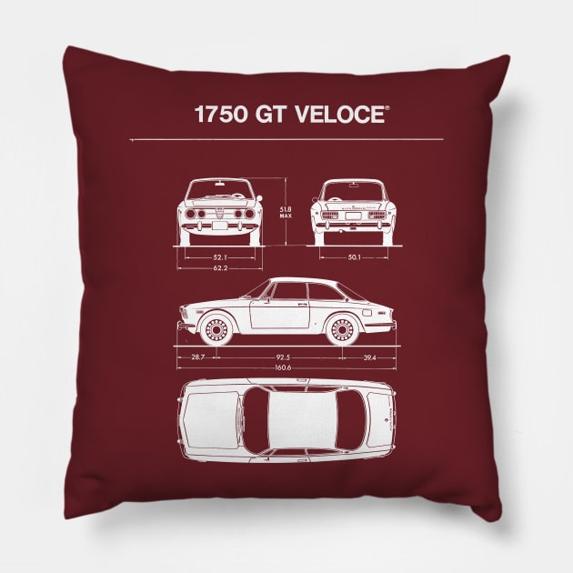 1750 VELOCE - tech data Pillow by Throwback Motors