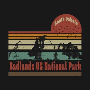 Badlands US National Park South Dakota Distressed Colorblock T-Shirt