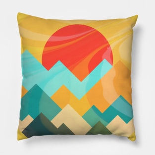 Minimalist Abstract Art #30 Geometric Mountains and Sun Rise Pillow