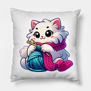 the knitting kitty Pillow