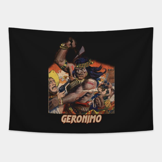 Geronimo native american war axe vintage design Tapestry by Captain-Jackson