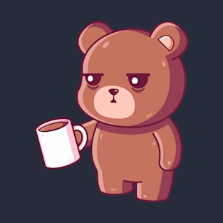 Cute brown bear drinking coffee T-Shirt