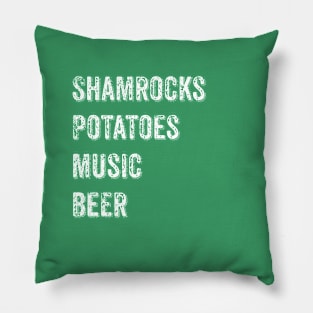 Shamrocks Potatoes Music Beer Pillow