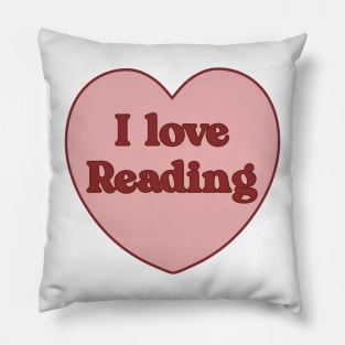 I love reading heart aesthetic dollette coquette pink red Pillow