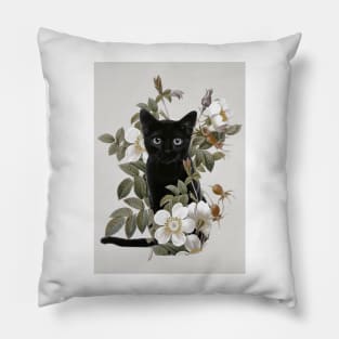 Cat With Flowers Pillow