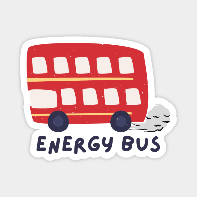 Energy Bus - Red Bus Driving To The Left Magnet by Double E Design