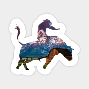 Bull Rider 1: Mountain Ranch at Sunset Magnet