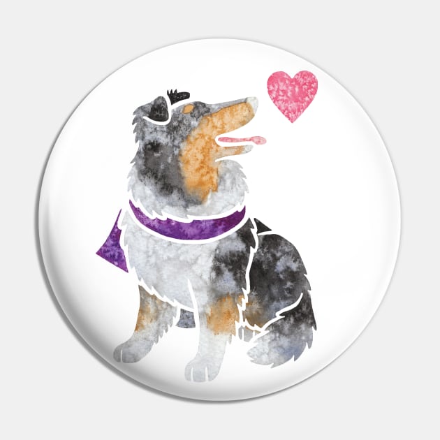 Watercolour Rough Collie dog (merle) Pin by animalartbyjess