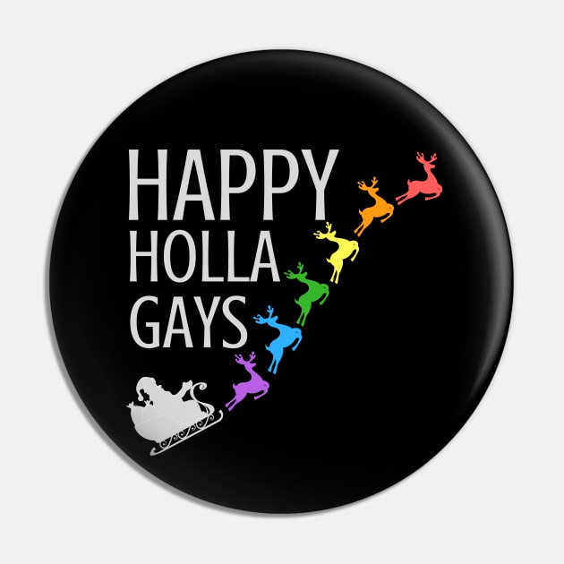 Funny Christmas Gay Pride LGBTQIA Design Pin by Hopscotch Shop Gifts