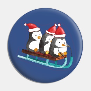 Penguins wearing santa hat Pin