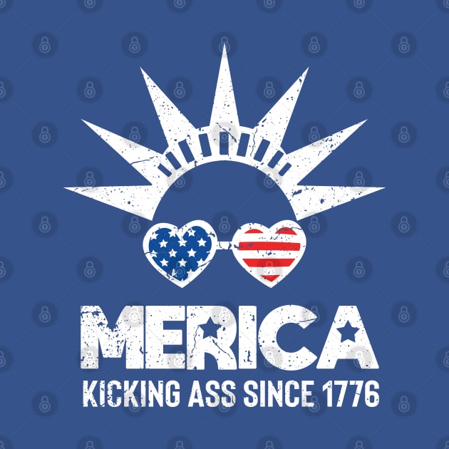 Merica Kicking Ass Since 1776  Patriotic 4th of July Independence day Party Tee Gift by Boneworkshop