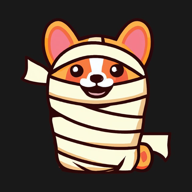 Corgi Mummy Costume Halloween Retro Colorful by BetterManufaktur