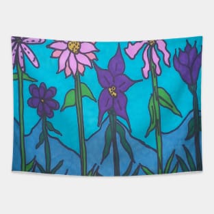 Flowers in the Mountains Tapestry