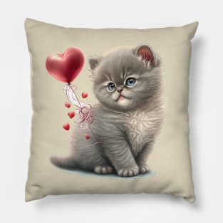 Valentines kitty cat- a Purr-fect valentine gift for the feline-loving pet lover Pillow