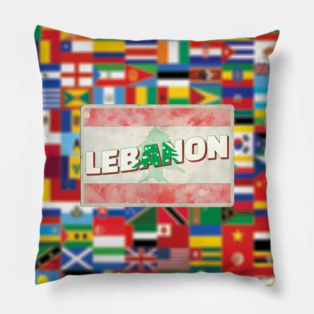 Lebanon Vintage style retro souvenir Pillow by DesignerPropo