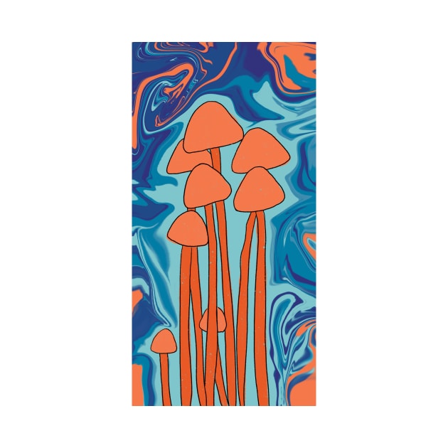 Groovy Orange Mushroom Family by notastranger