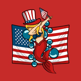 Patriotic Dabbing Mermaid T-Shirt