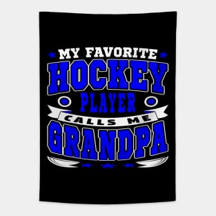 Calls Me Grandpa Funny Grandchildren Hockey Lover Typography Tapestry