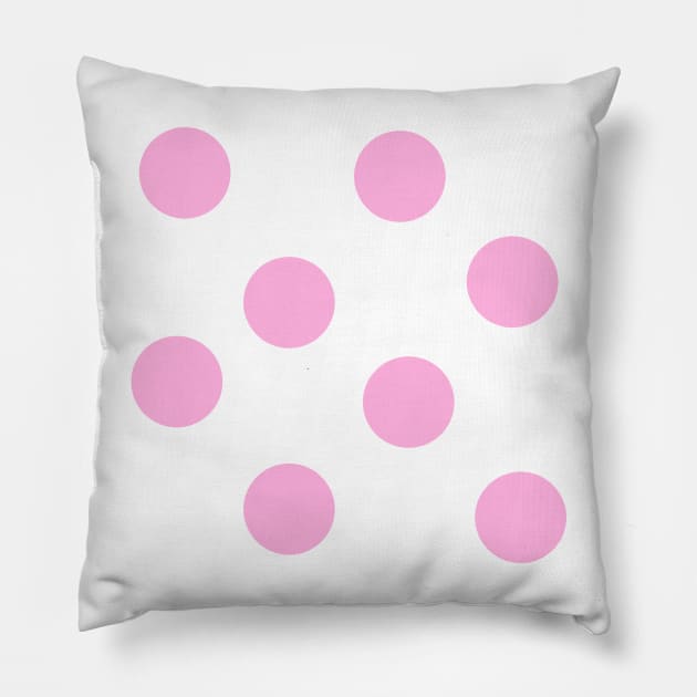 Pink on White Polka Dots Pillow by MacSquiddles