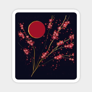 Cherry Blossoms Kintsugi Abstract Magnet