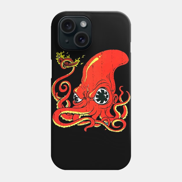 Red Hot Chili Octopus Vintage Phone Case by Ilustra Zee Art