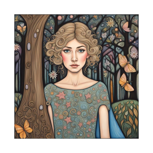 Rosamund Pike as a fairy in the woods by Colin-Bentham